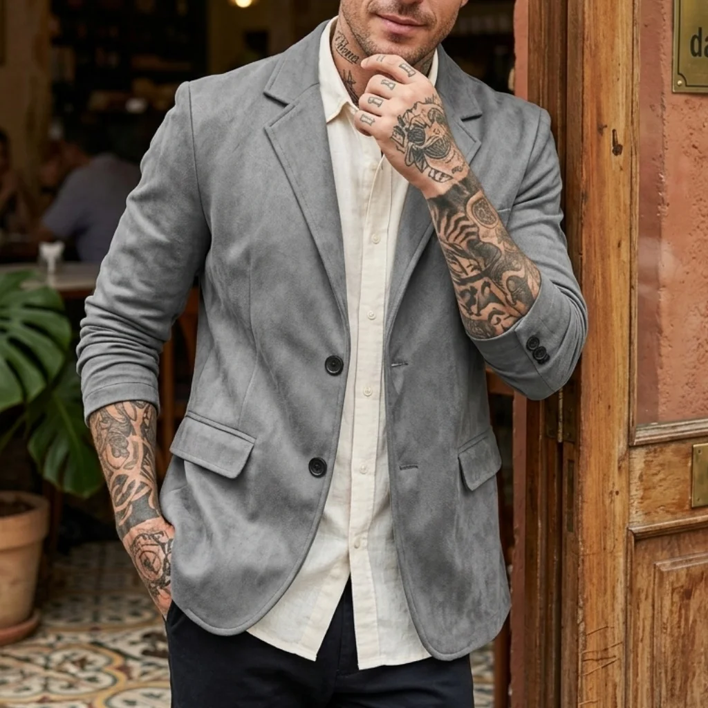 

New Winter Men's Vintage Suede Blazer Lined Comfort Business-Casual Street Office Jacket Sizes M-2XL | Gentlemen's Outerwear