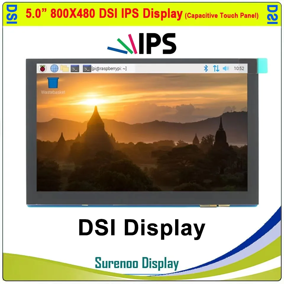 

5,0-дюймовый (5 дюймов) IPS TFT MIPI DSI LCD-модуль с сенсорным экраном 800*480, емкостной сенсорной панелью и мультитач-функцией для Raspberry Pi