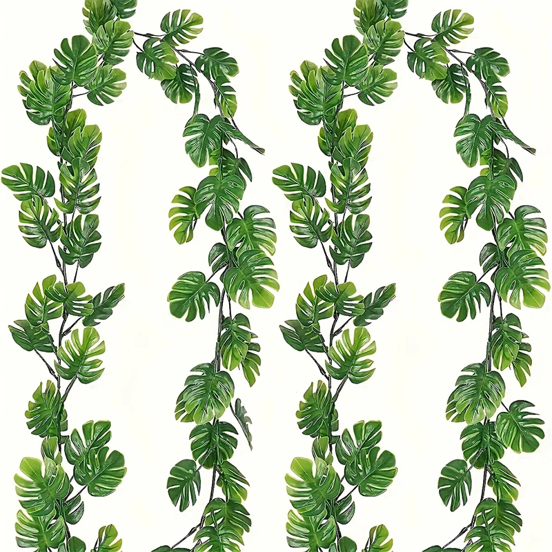 170cm Künstliche Hängepflanzen, Tropische Kunstpflanzen, Plastik-Monstera-Blätter, Schildkrötenblätter für Garten, Hochzeit und Heimdekoration