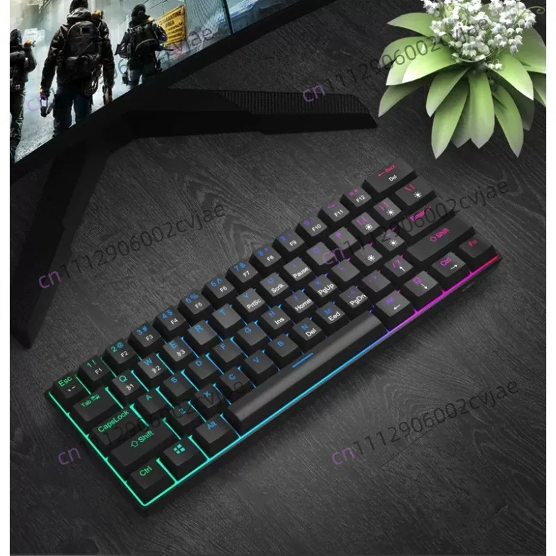 61-Key mechanical keyboard Bluetooth 5.0 dual-mode RGB light high special red axis mini e-sports portable game office