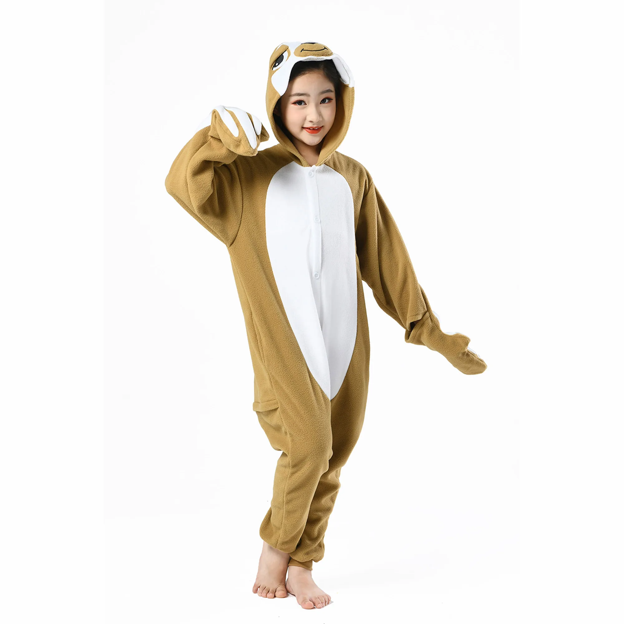 Pyjama paresseux à capuche pour enfants, combinaison cosplay animal, vêtements d'intérieur doux, costume d'Halloween et de Noël, garçons et filles, 1 pièce, hiver