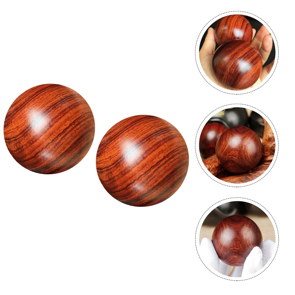 

2 Pcs Solid Wood Massage Ball Hand Massager Muscle Balls Wooden Supplies Round Roller for Blood Circulation