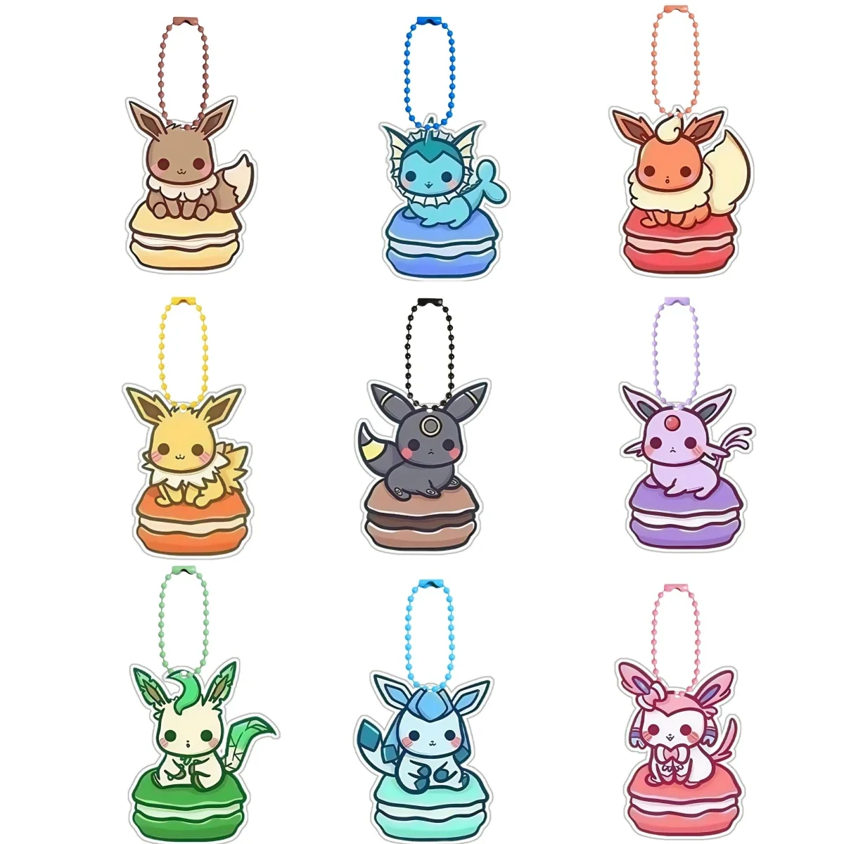 Pokemon Flareon Sylveon Vaporeon Eevee Umbreon Jolteon Self Made Acrylic Keychain Pendant Anime Classics Game Collection Toy