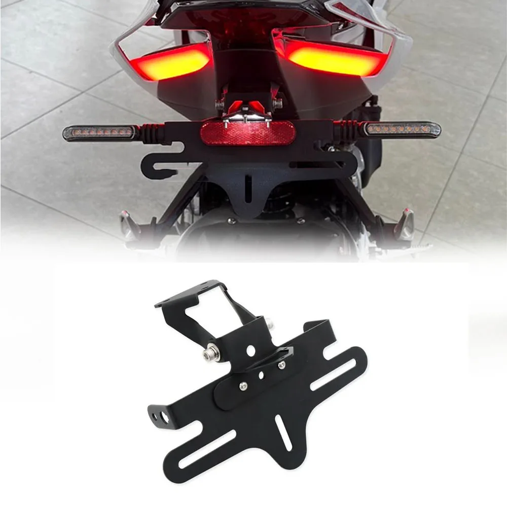Support de plaque d'immatriculation arrière de moto en alliage d'aluminium noir réglable, accessoires pour Zontes 703RR 703 RR
