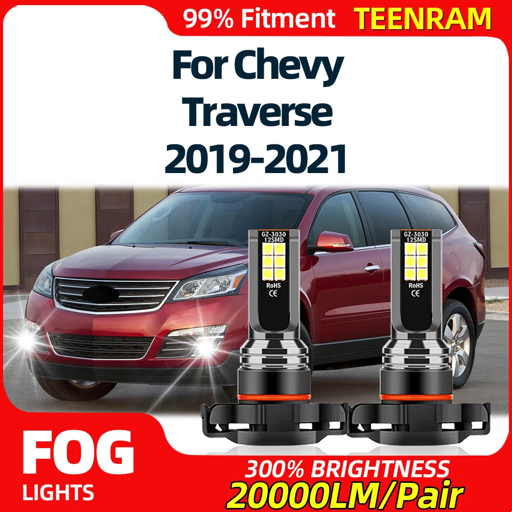 2 PCS 5202 H16 PS24W LED Car Fog Lights Bulbs 6000K White CSP Chips Auto Fog Lamps 12V 24V For Chevy Traverse 2019 2020 2021