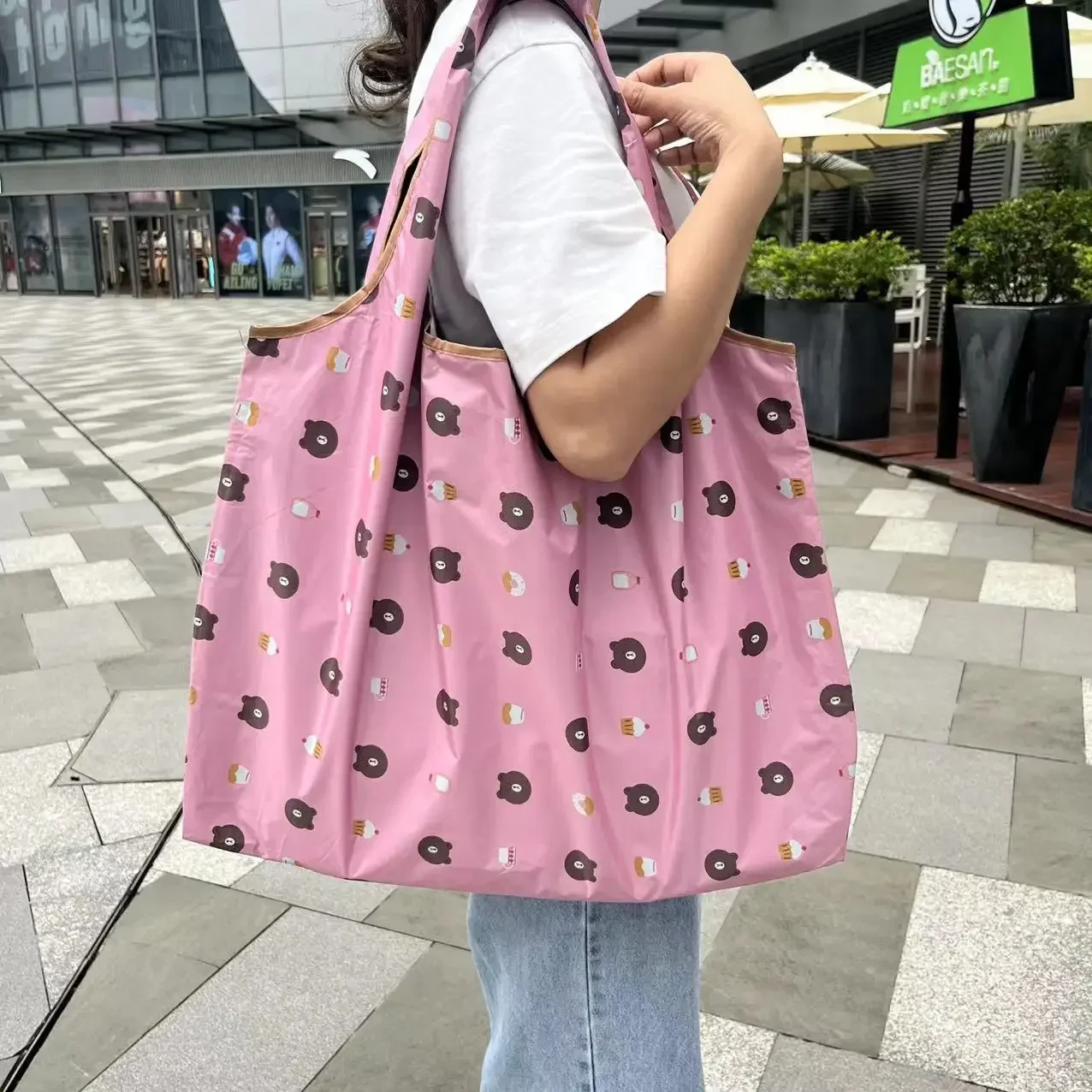 SEG01 Large Size  Waterproof Shopper Reusable Foldable Shopping  Handbag Environmental Out Shoulder