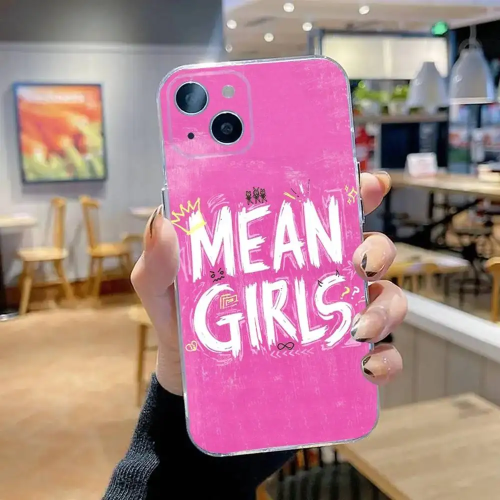 Casing Ponsel Kiss M-Mean Girls untuk iPhone 16,15,14,13,12,11 Pro,Max,Plus,X,XS,XR,SE,Mini Silikon Transparan Lembut