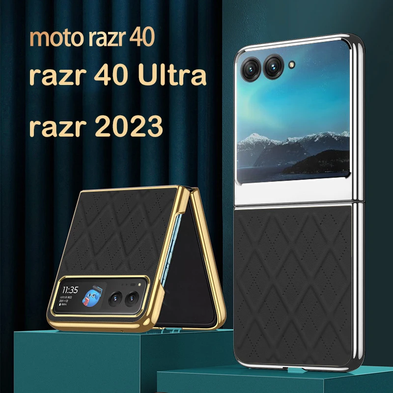 

Чехол для Motorola Razr 40 Ultra Razr 2023 обшивка бриллиантами модная простая кожа противоударный жесткий чехол