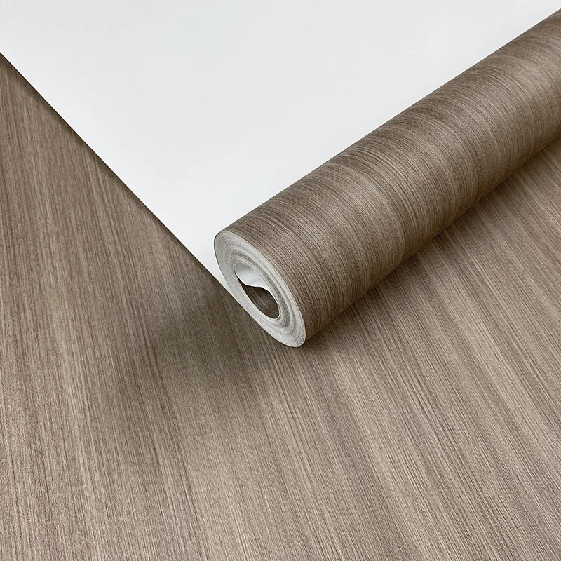 Papel tapiz decorativo de grano de madera simulado de estilo chino, Color madera Natural, estudio, sala de té, pared de fondo, PVC, impermeable, no