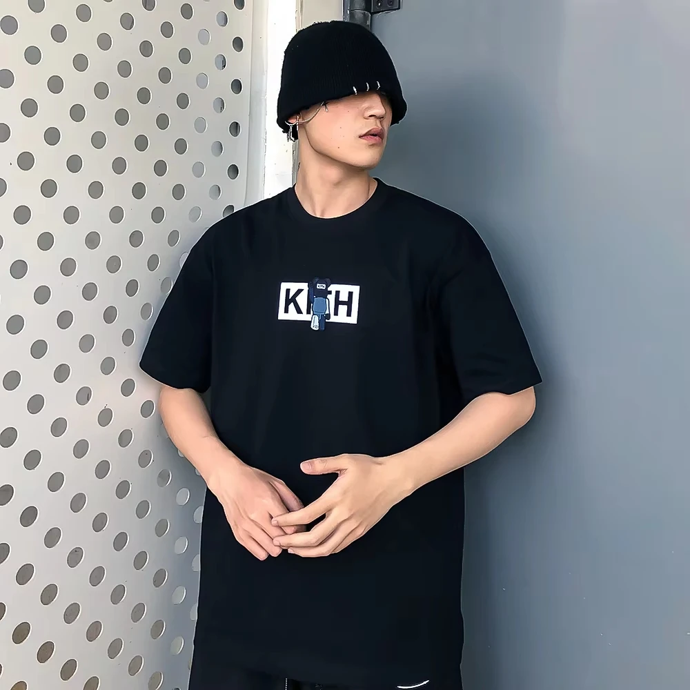 

2025 Fashion Trendy Brand Printing Loose Casual Ruffian Handsome Street Riding Short-sleeved Men and Women Couple T-shirt Top