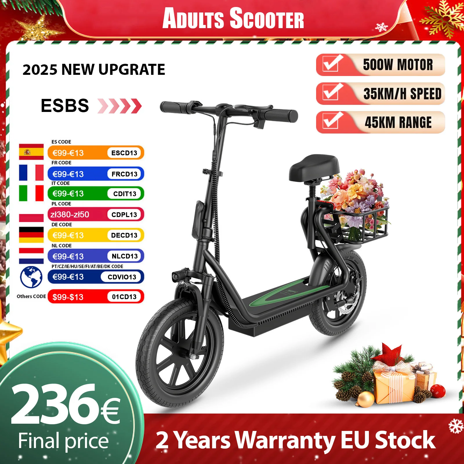 Nouveau Design Scooter électrique pour adultes 350W/500W AOVOPRO moteur haute Performance pliable Escooter avec autonomie de 25/45KM
