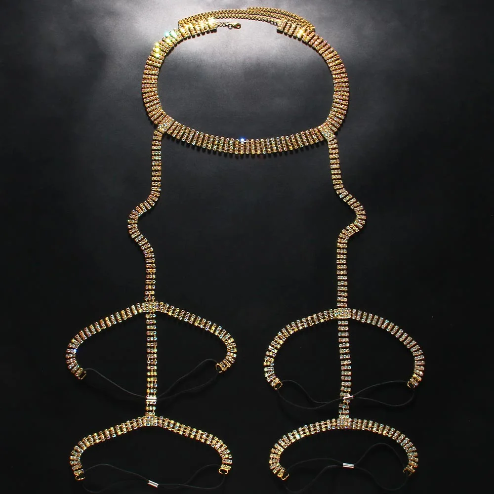 Stonefans Rhinestone Thigh Garters Chain Bikini Waist Accessories Beach Sexy Women Multilayer Crystal Leg Jewelry Adjustable