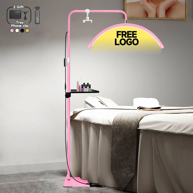 

Free LOGO 2025 Fill 23inch 45W new Light Floor Lamp With Phone Clip Half Moon Lash Light For Lashes Makeup Photographic Lighting