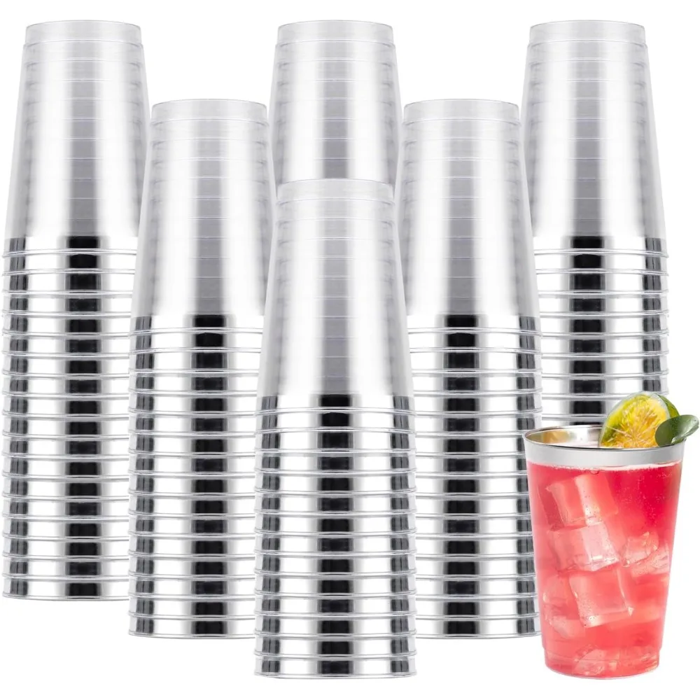 

Disposable 200 Pack 12oz Silver Plastic Cups for Celebrations and Special Events