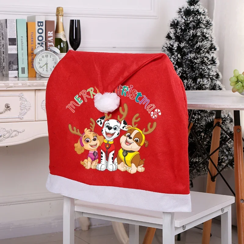 Paw Patrol Christmas Chair Cover New 2024 Baby Shower Party Home Dining Table Decoration Cartoon Chase Skye Cloth Covers Gift