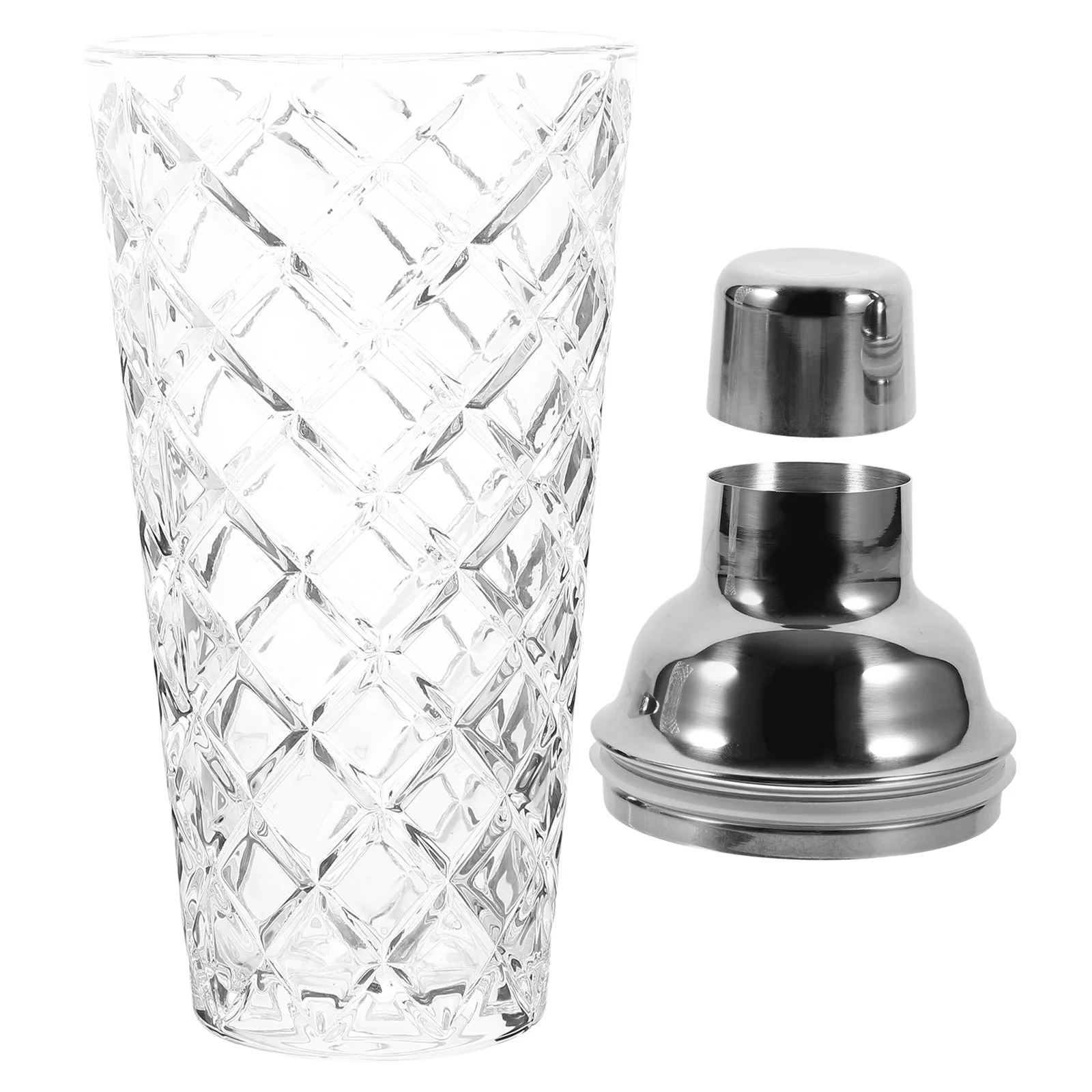 

Glass Cocktail Shaker with Stainless Steel Lid Clear Drink Mixer for Cocktails Milk Tea Beverage Bar Use Transparent