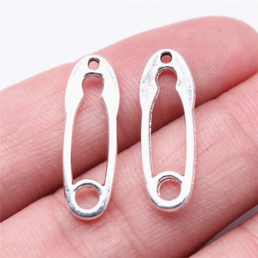 40pcs 25x8mm(0.98x0.31inch) Antique Silver Color Pin Charms Vintage Jewelry Findings