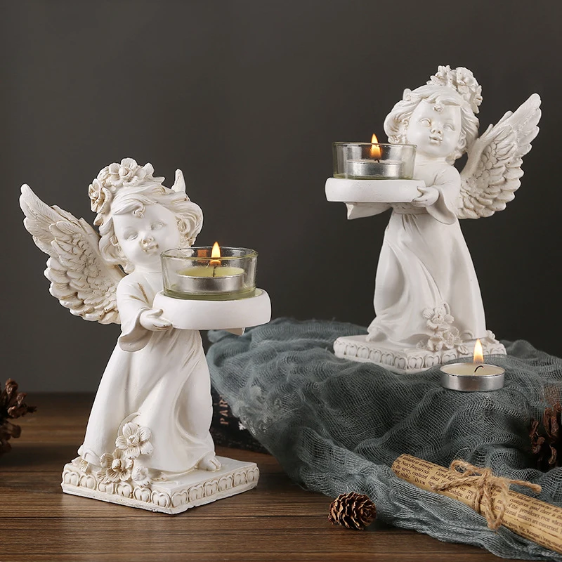 

Angel Candle Holder 3D Ornaments Plaster Angel Sculpture Candle Holder Decor Aromatherapy Atmosphere Decoration Birthday Gift