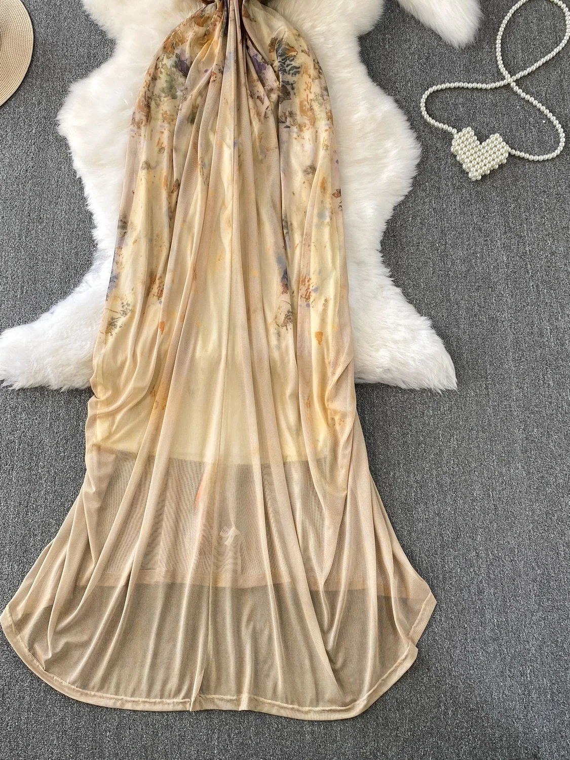 E Vestido Vintage con Tirantes en V para Mujer, Vestido Largo Asimétrico con Estampado E para Verano, Estilo Ca...