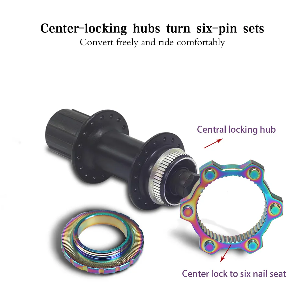 Bike Hub Center Lock To 6 Hole Adapter Mountain Bicycle Centerlock Hubs Middle Lock Conversion seat 6 Bolt rotor Disc Brake Part