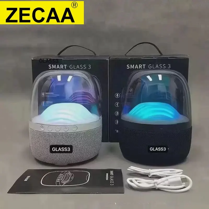 

ZECAA New Portable Mini Bluetooth Speaker Wireless Music Speaker Box With Colorful RGB Light New Bluetooth Smart Glass Speaker