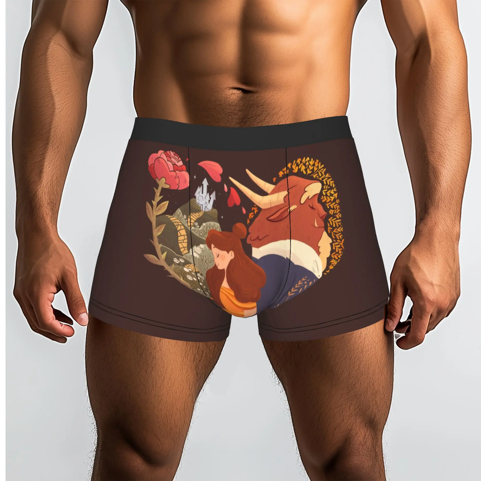 Customized Novelty Beauty Anime And The Beast Boxers Shorts Panties Male Underpants Breathable  Briefs Underwear