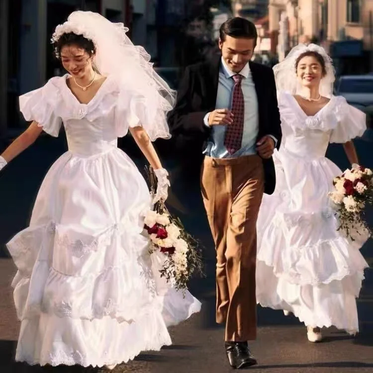 

Ретро-платье для фотосессии в гонконгском стиле, легкое свадебное платье для фотосъемки, одежда для художественных портретов девушек
