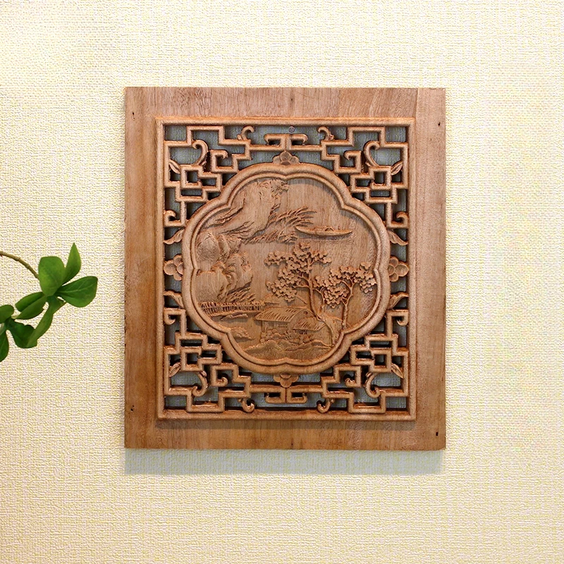 Traditional Chinese Wall Hanging Wooden Landscape Painting Ornament Classical Room Decoration Handcrafted Art Decor