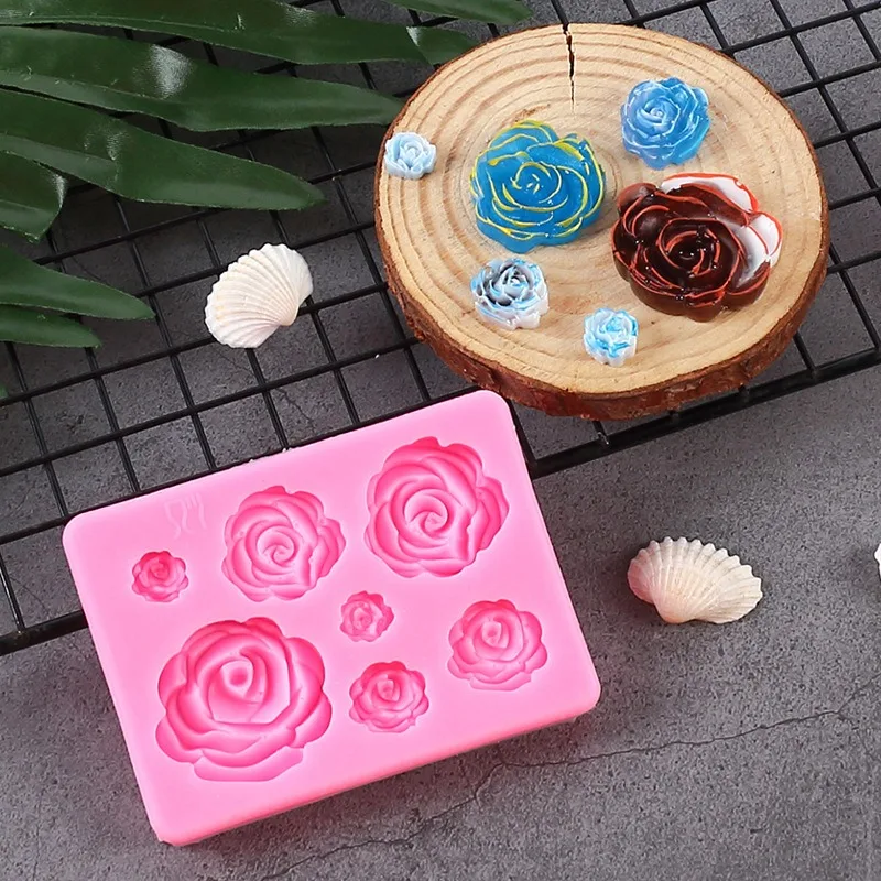 Rose Flower Silicone Mold Food Grade DIY 3D Cake Baking Decoration Fudge Wedding Cupcake Topper Jewelry Baking Tool Moulds