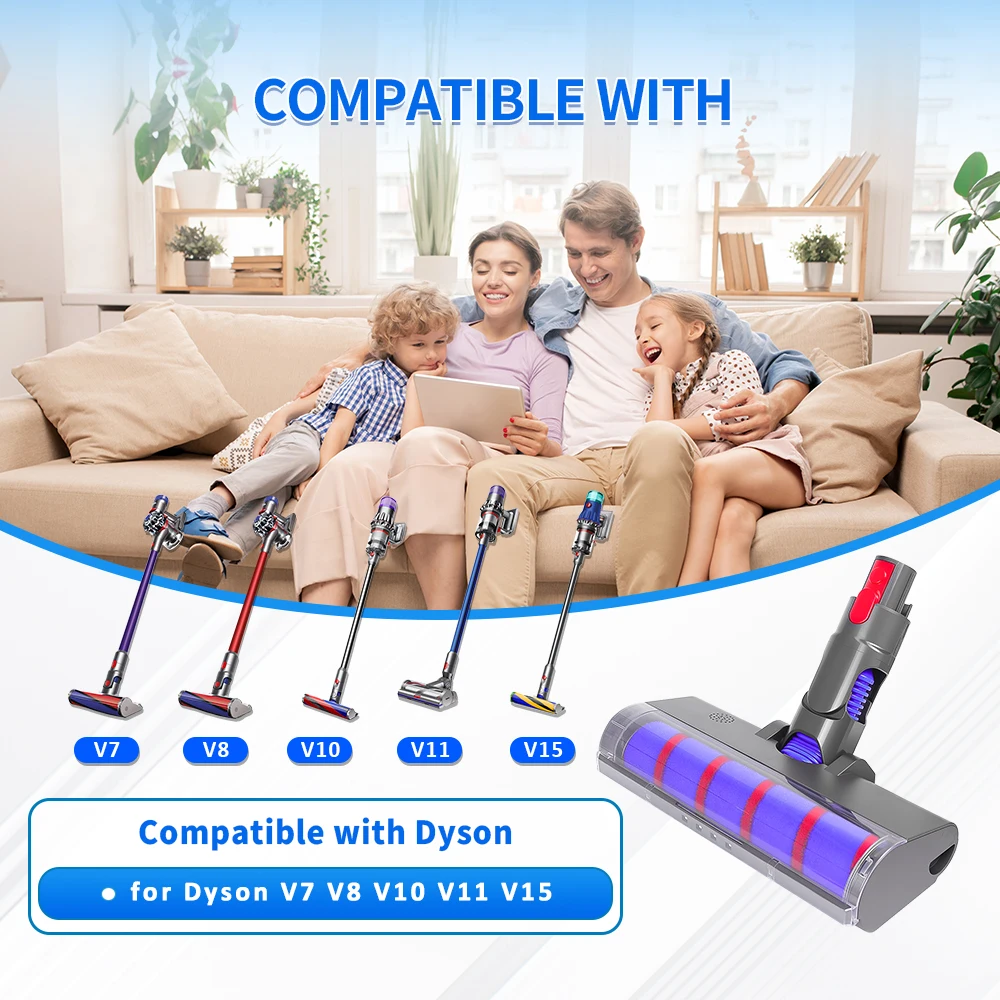 For Dyson V7 V8 V10 V11 V15 Vacuum Cleaner Motorhead Brush Head Anti Entangleme Direct Drive Hard Floors Mop Head with LED Light view 4