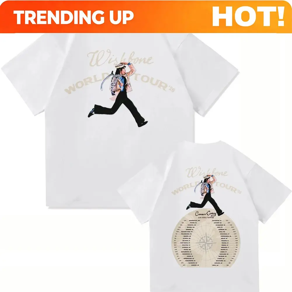 Fashion Men Women Aesthetic Casual Vintage T-Shirt Conan Gray Wishbone World Tour 2026 T Shirt High Quality Tees Shirts  Unisex