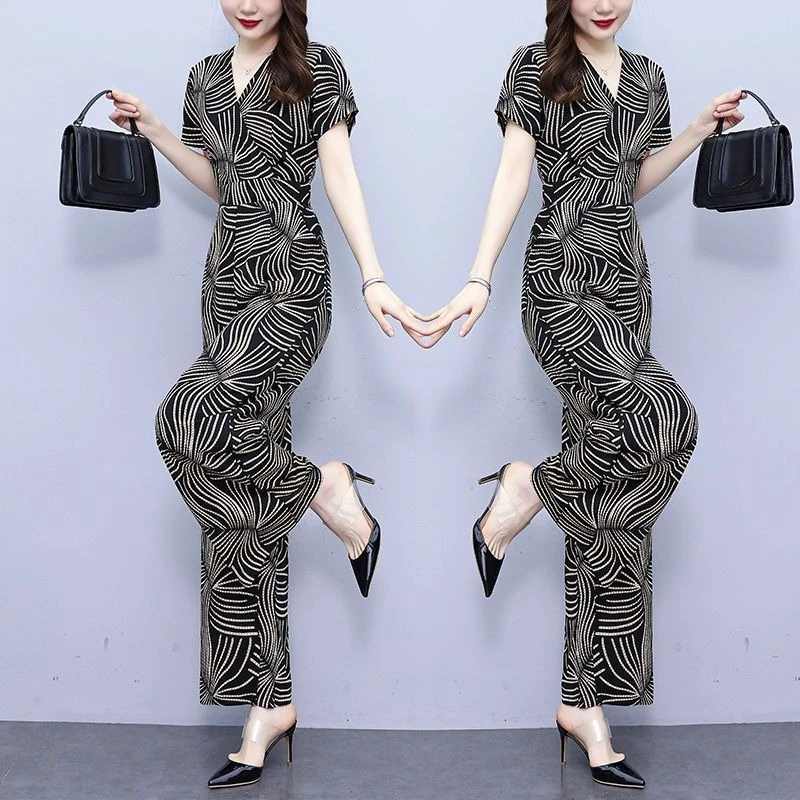 

Stylish Women's Summer Thin Jumpsuit Set With Wide Leg Pants 2026 New Arrival Chic High End Fashionable Elegant One Piece Outfit