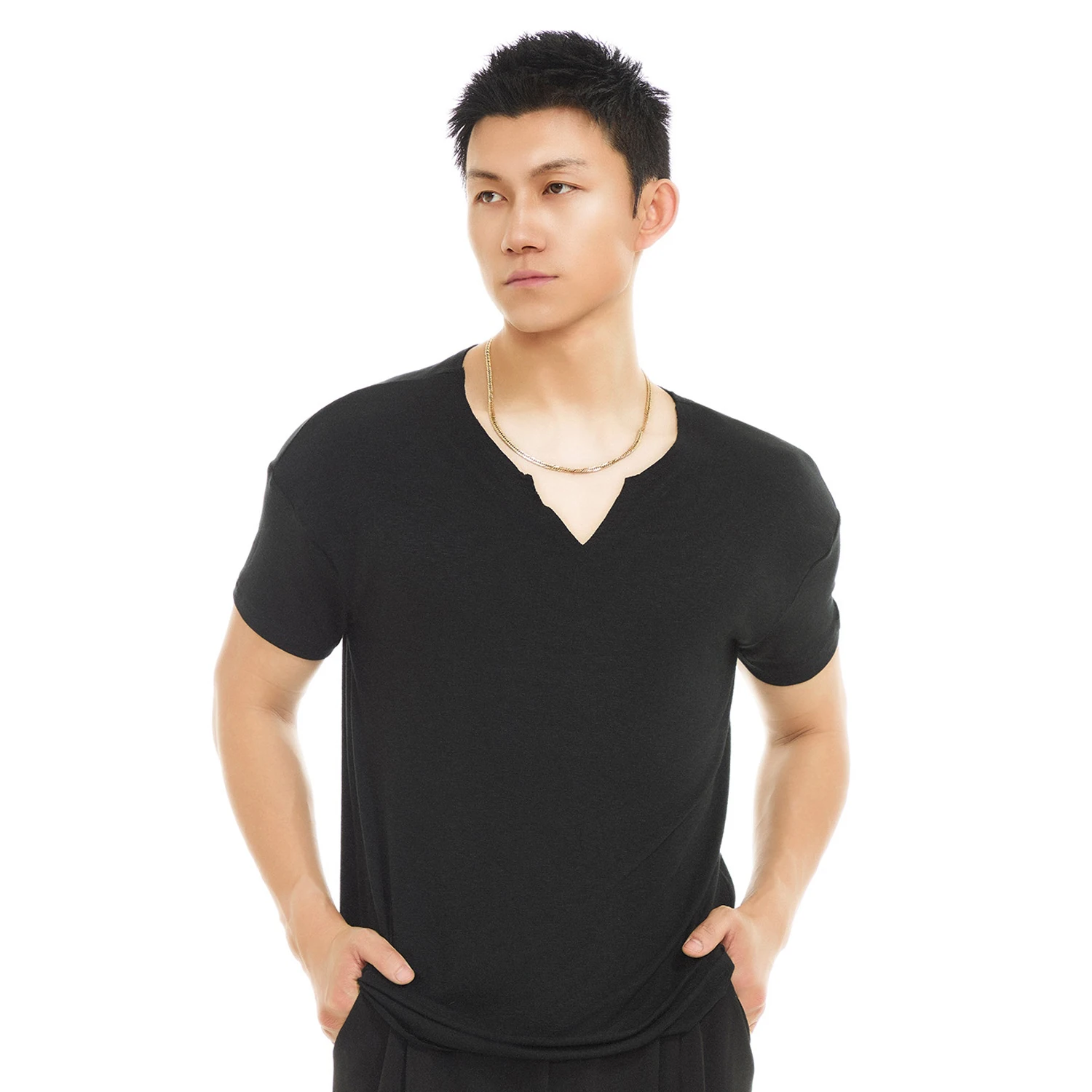 Zomer Heren Moderne Dansen Tops Volwassenen Korte Mouwen Latin Dance Top Mannelijke Rumba Ballroom Dans Top Training Kleding SL13456