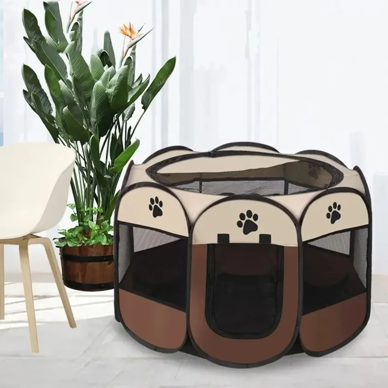 Portable Foldable Pet Tent Octagonal Cat Dog Cage Outdoor Camping Pet Tent Large Dog Cages Cat Fences Dogs House Accessories