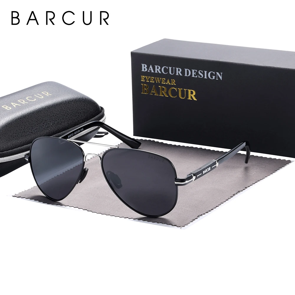 Barcur Männer Sonnenbrille Pilot polarisierte Sonnenbrille männliche Frauen Zubehör fahren oculos gafas de sol – Detail 9
