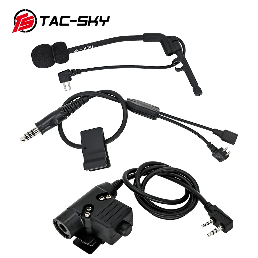 New Compatible outdoor hunting tactical headset Y-line set adapter with U94 PTT or Peltor PTT and COMTAC microphone