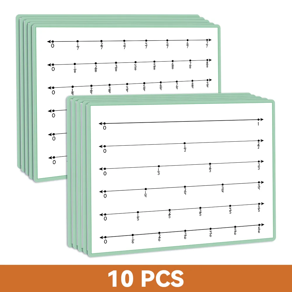 Erasable Fraction Chart 10 PCS Double-sided Teaching Aids for Children Mathematics Fraction Learning