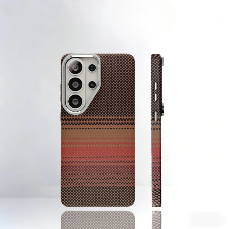 Magnetyczne etui z teksturą włókna węglowego do Samsung Galaxy S26 S25 S24 S23 Ultra, z obsługą ładowania bezprzewodowego, twarda obudowa ochronna ze stopu z osłoną na obiektyw. — zdjęcie produktu 5