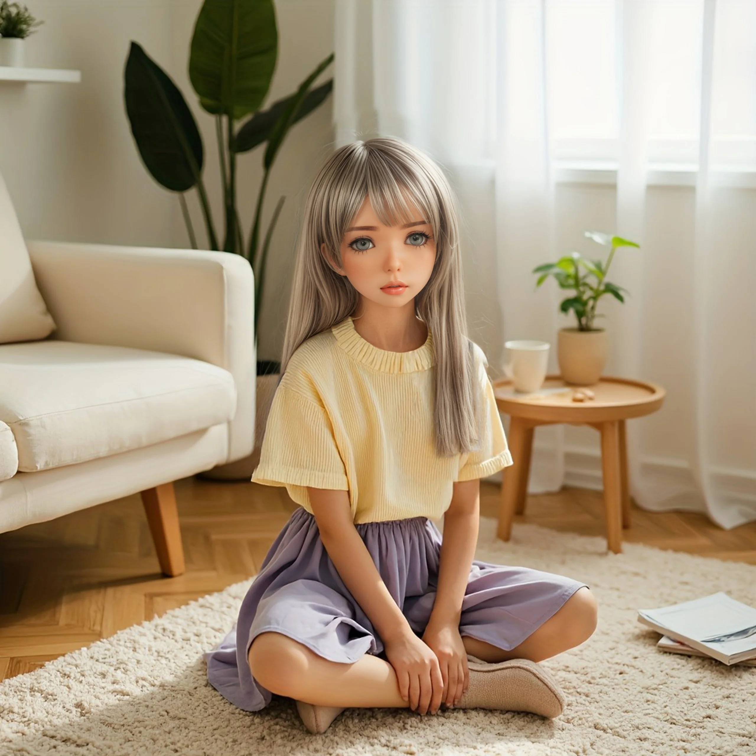 دمية أنيمي على طراز الحرم الجامعي 103 سم مع ذيل حصان مزدوج، شخصية جسم ناعمة قابلة للوضع من مادة TPE، ديكور منزلي قابل للجمع، شيب محلي للبائع