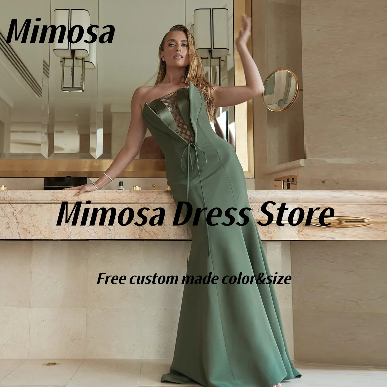 

Mimosa 2025 Prom Dresses Sexy Lace Up Strapless Bespoke Special Occasion Dress Long Maid of Honor Wedding Party Customized