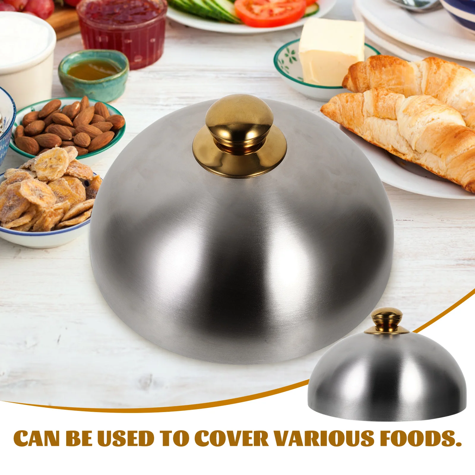 

Stainless Steel Food Cover 24cm Silver Anti splashing Steak Dome Griddle Fresh Keeping BBQ Protective Kitchen Bar Cover