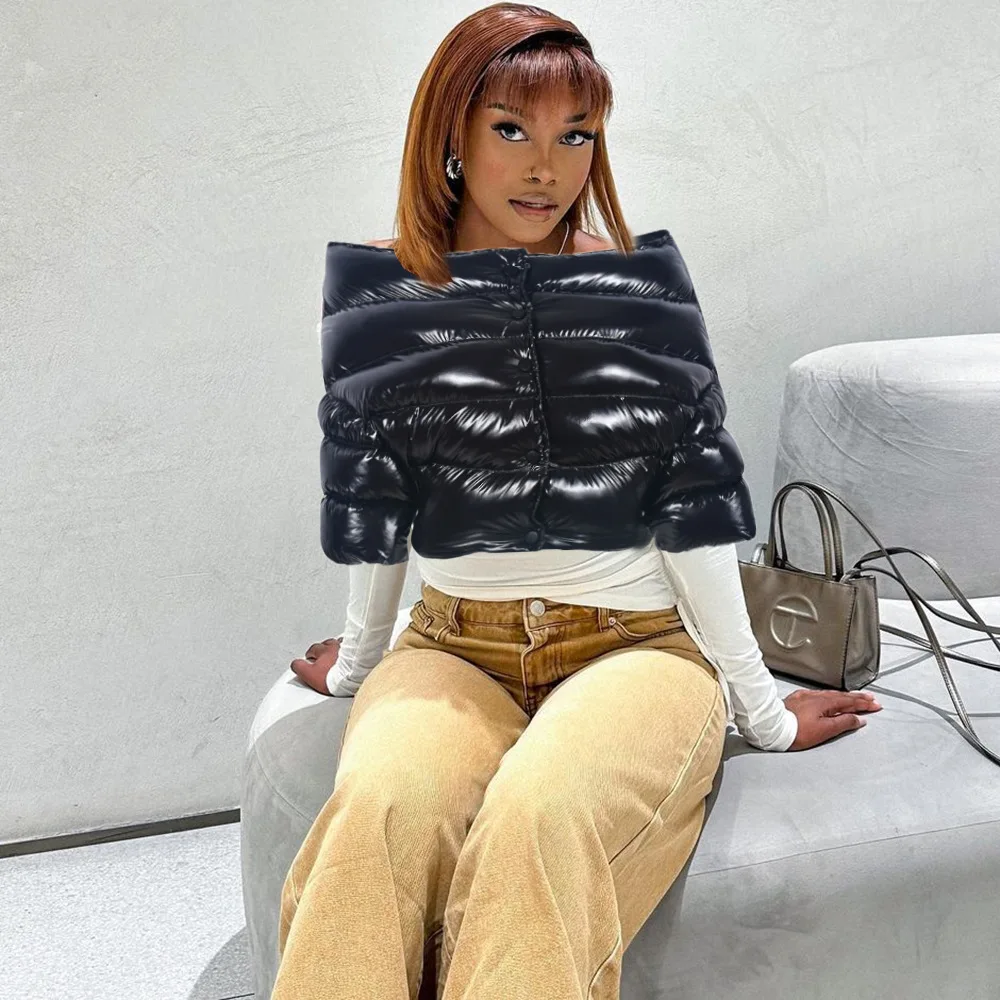 暖かさと肩のラップ、ネリーンオートコットンジャケット、女性用ファッション、パーソナライズされた冬のストリートウェア、厚手のストリートウェア