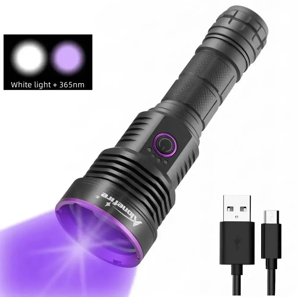 

Alonefire SV43 White+365nm UV Flashlight Violets Ultraviolet Waterproof Rechargeable 21700 Torch for Pet Stains Hunting Camping