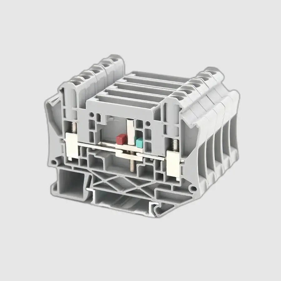 50pcs UT6-T-HV With Test Plug Disconnect Test Terminal Block RUT6-T-HV Din Rail Terminal Block Approved by U/L CE RoHS