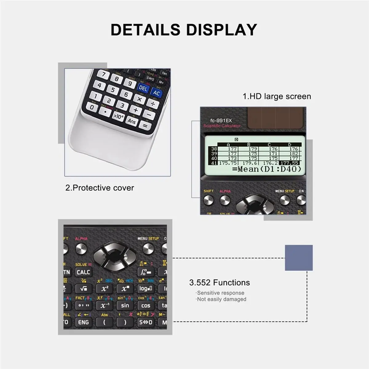 Научный калькулятор 2X FX-991EX, 552, функциональный калькулятор для школьников и учителей A