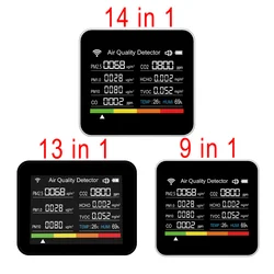 Monitor de calidad del aire 9 en 1/13 en 1, Detector de CO en tiempo Real, Kits de prueba de aire para el hogar, Control por aplicación, medidor de CO2, Tuya, WIFI, 1/14 en 1