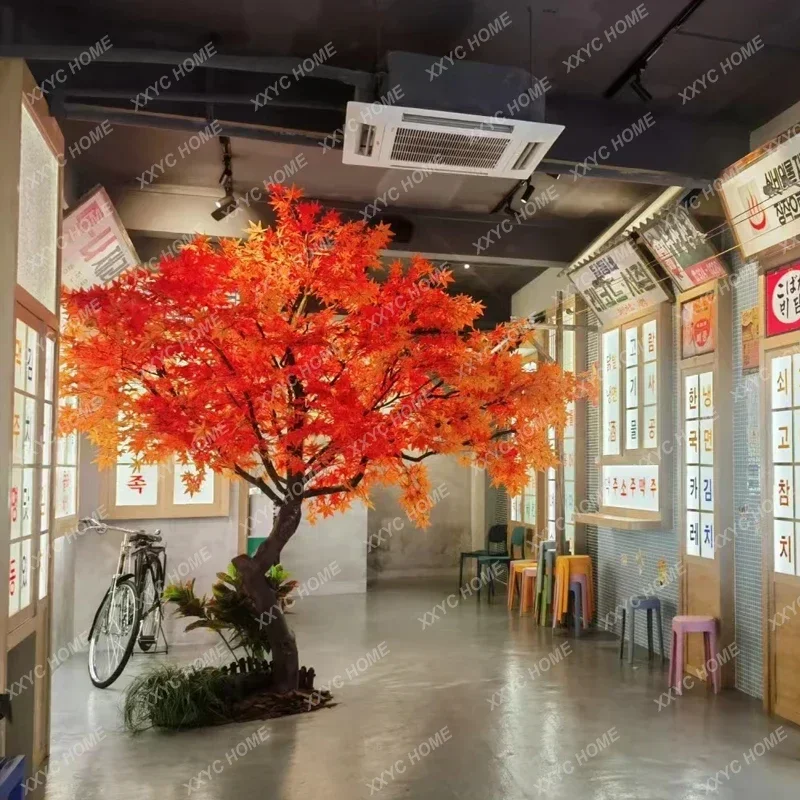 Artificial Maple Tree Fake Shopping Mall Hotel Green Plant Acer Palmatum Fake Trees Decoration Wish Landscape Red Maple Tree