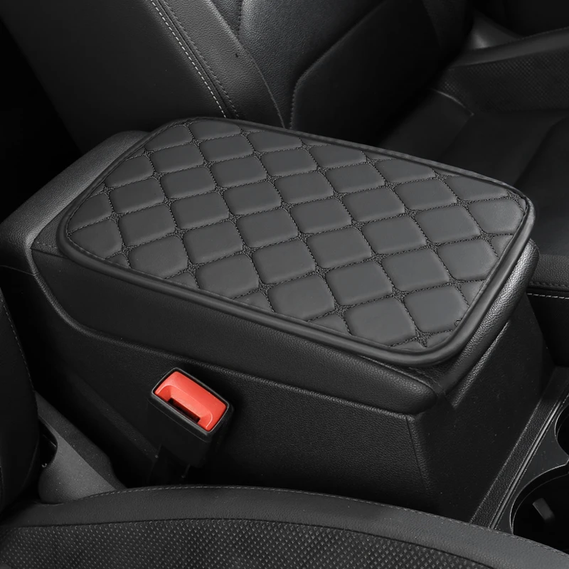 Star Texture PU Leather Car Armrest Box Cushion Center Console Protection Cushion Double Pocket or No Pocket view 3