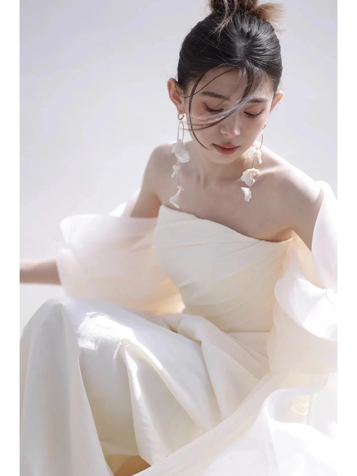 French Light Wedding Dresses for Women Going Out Elegant Gowns 2024 Bride Travel Photo Light Yarn Dress Skirt Light Luxury Gown