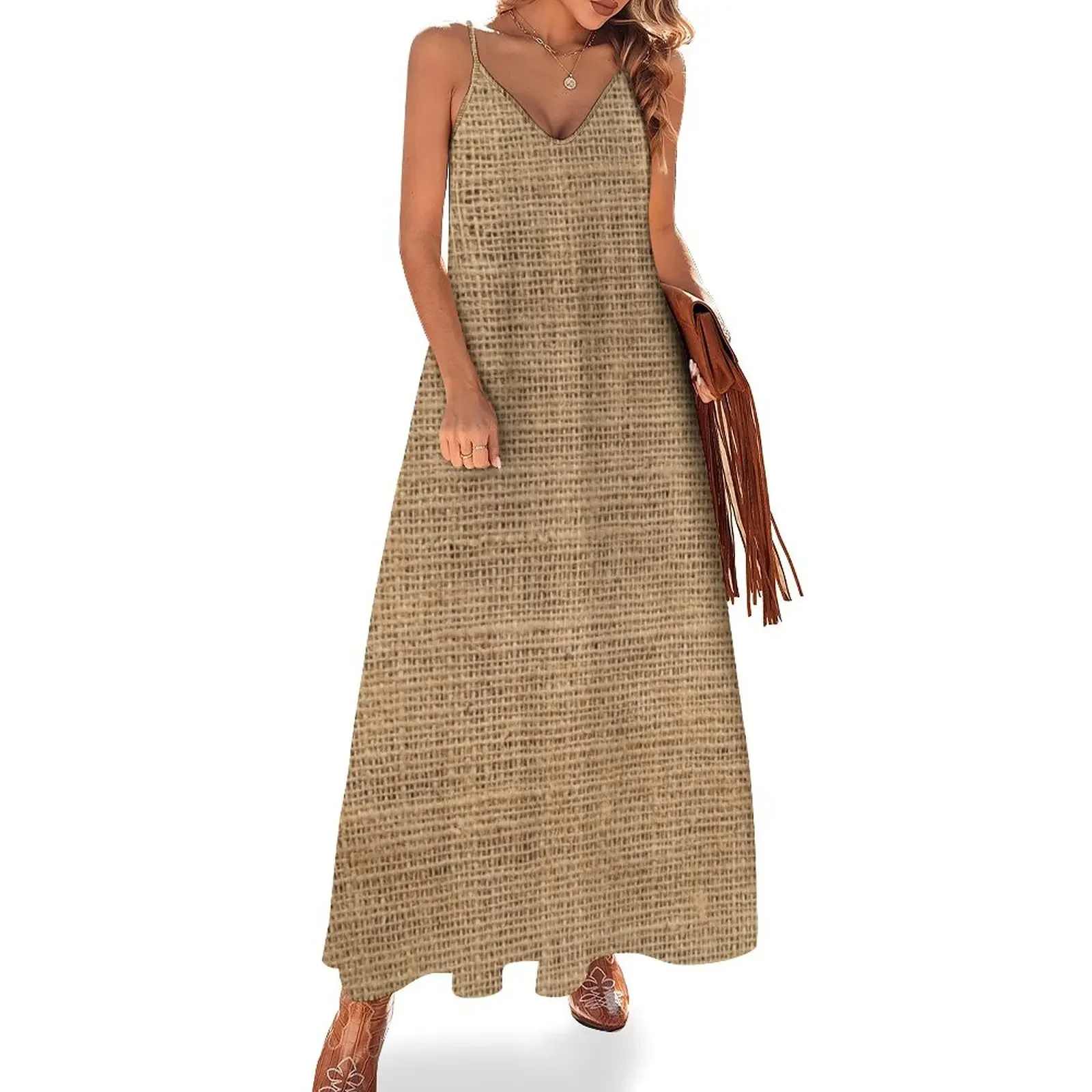 

Burlap fiber Texture Background Pattern Sleeveless Dress Woman dresses dresses women summer 2024